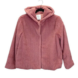 Elodie Girl Soft Faux Fur Coat Pink with Hood Size  Large